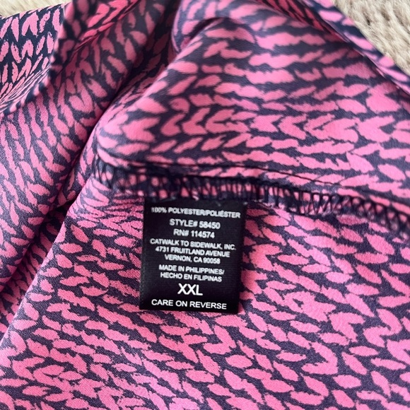 Pleione V Neck Collared Top Cap Sleeves Pink and Navy. Sz XXL plus size casual - Picture 8 of 11